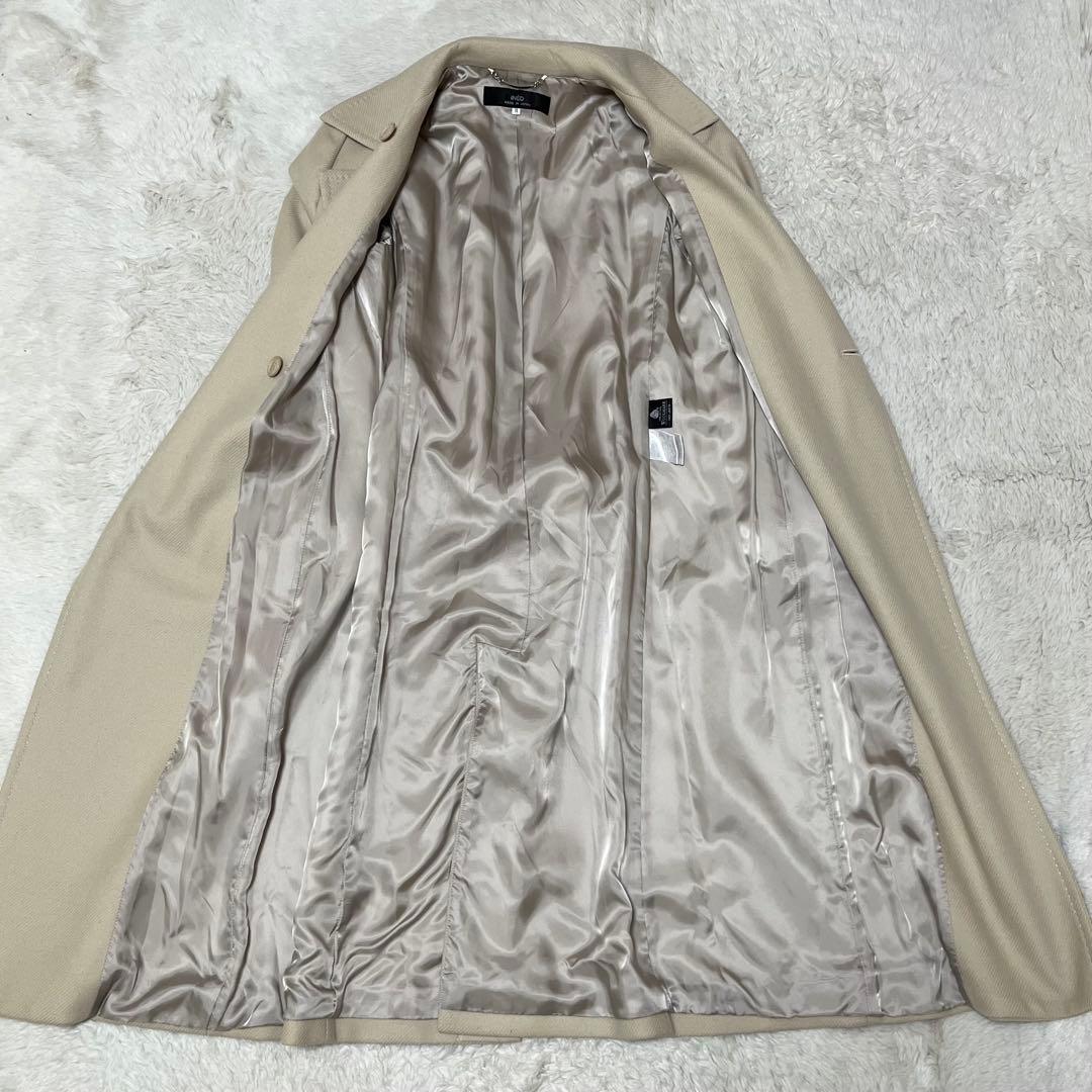 美品　イネド　カシミヤ混　ロング　チェスター コート ベルト　女優襟　L 11