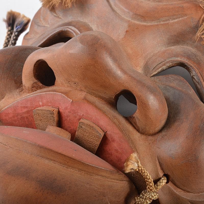 能面　能楽　雅楽　木彫　翁面　楽峰銘　V　R5578