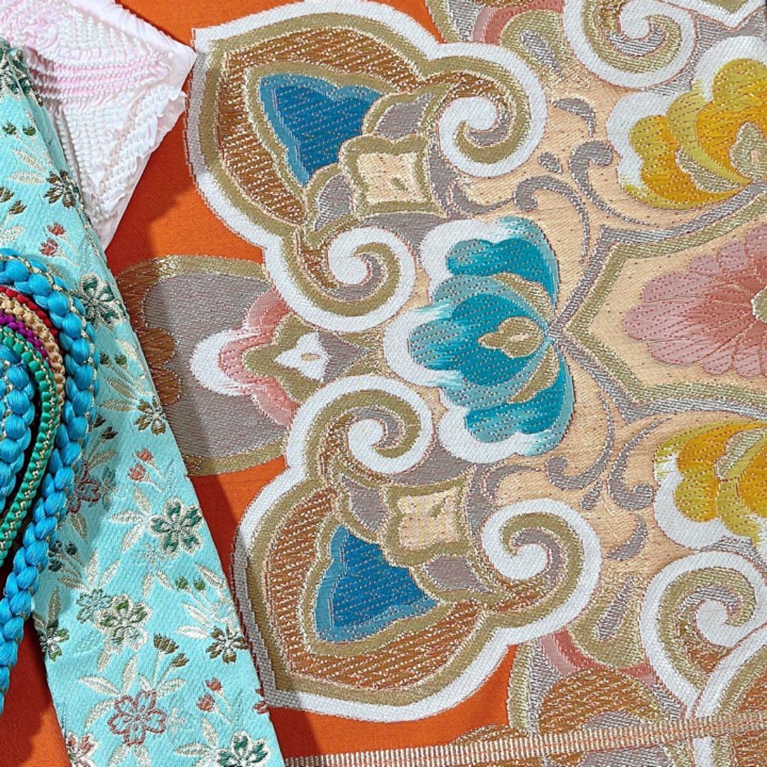 りょう　【高級 振袖５点セット】 正絹 花柄 中振袖 上品 古典柄 成人式