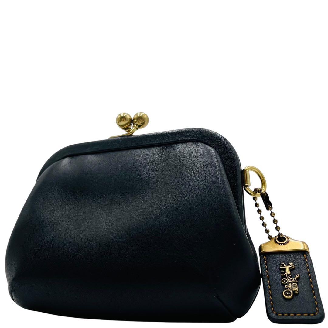 美品 コーチ ケース レザー ブラック 財布 がま口 68326