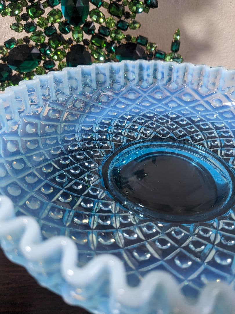 フェントン　ブルーオパルセント　ダイヤモンドレース　ディッシュ　大皿