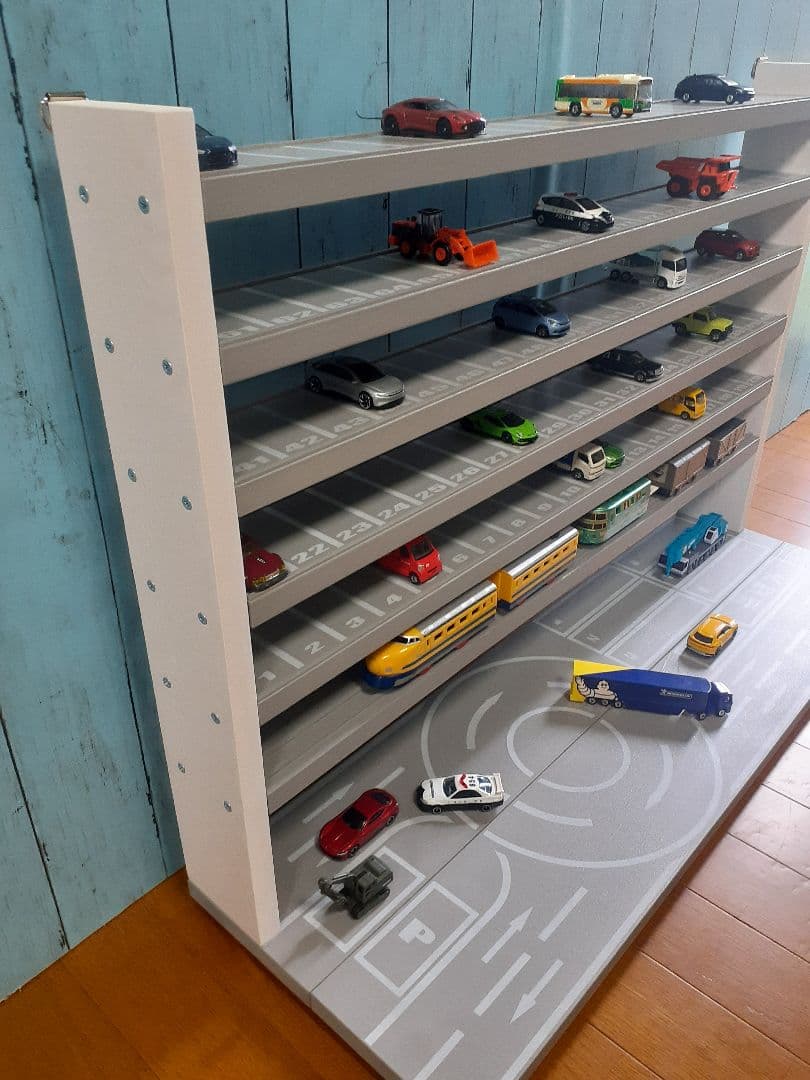 ユーやさま専用トミカプラレール収納棚7段110台ロングトミカ7台駐車