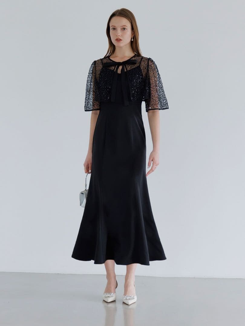 スパンコールビジューボレロマーメイドワンピースドレス結婚式パーティー成人式二次会