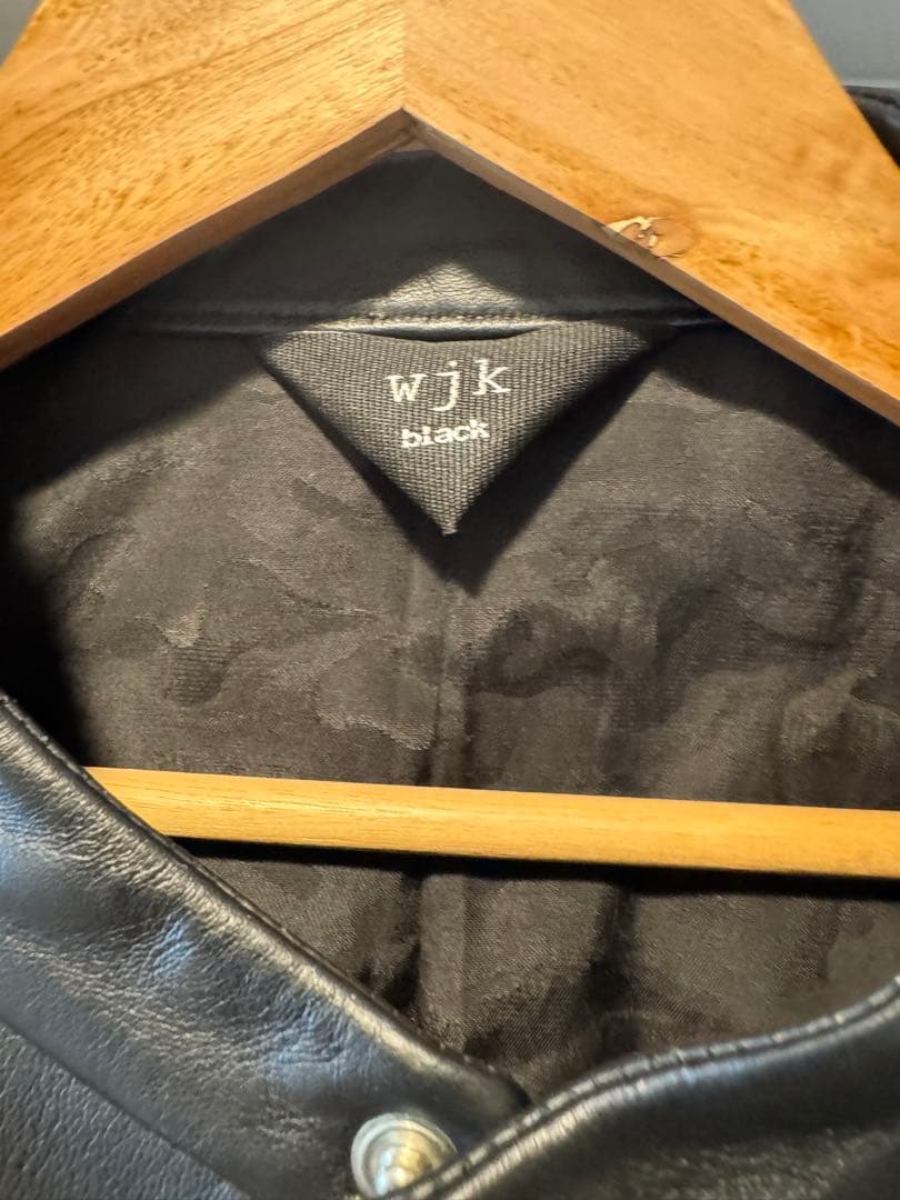 WJKブラック 羊レザー シングルライダースジャケット size2