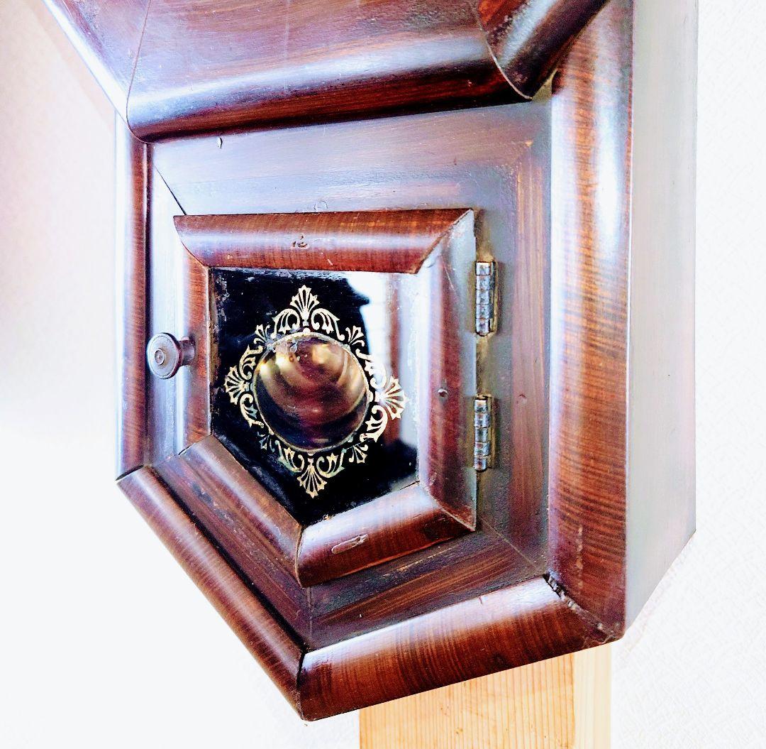 〈完動・美品〉林市兵衛時計製造　日の出鶴ラベル　金筋八角合長ゼンマイ 振り子時計