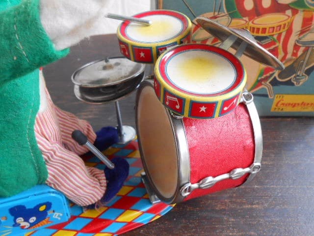 超希少、美品！アルプス ALPS ドラマー ピエロ ブリキ 玩具 箱付 電動