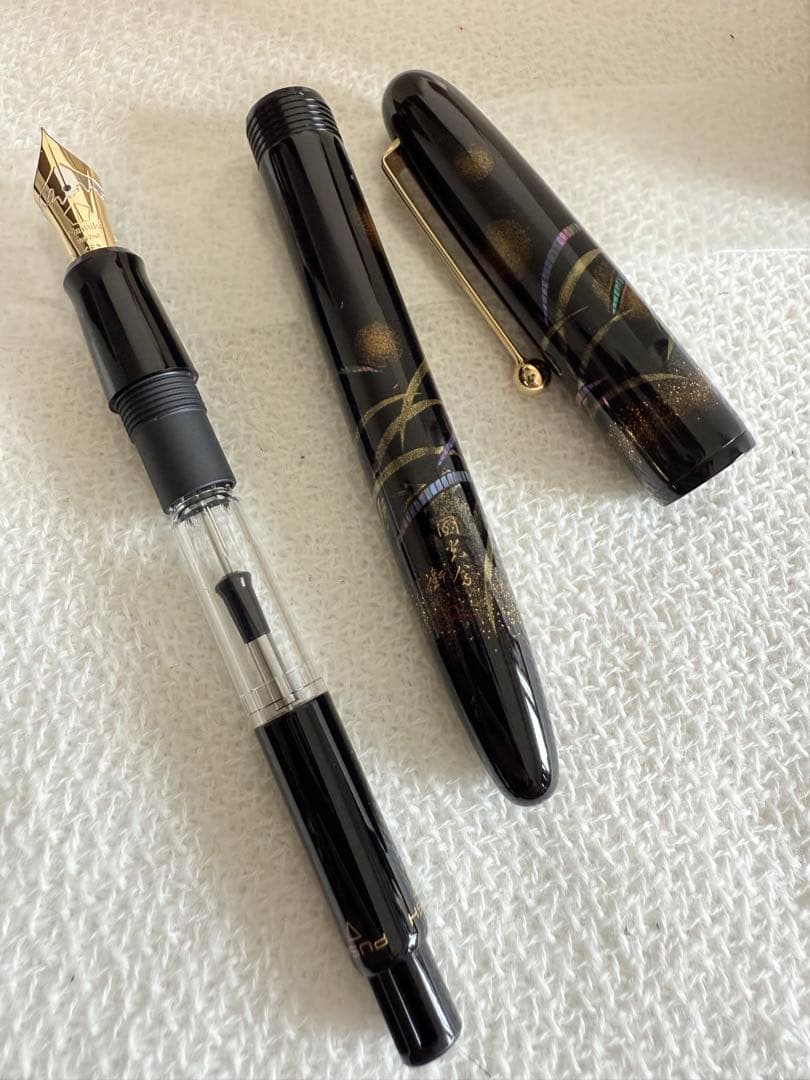 ナミキ万年筆蒔絵、蛍、10号サイズ