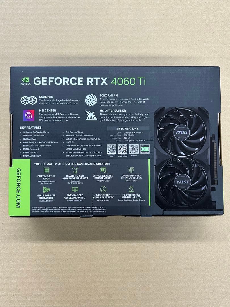 【未開封品】MSI グラフィックスボードGeForce RTX 4060 Ti