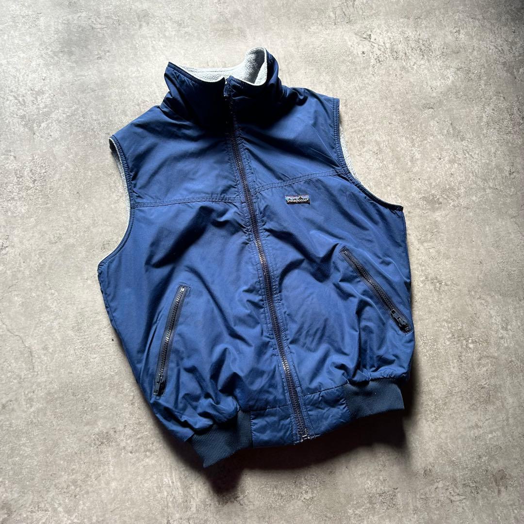 80s パタゴニア シェルドシンチラベスト USA製 ネイビー M 三角タグ