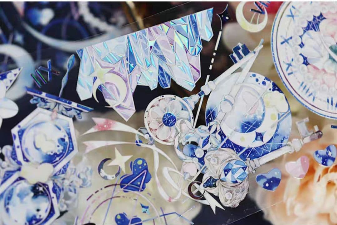 巻売 501★ 海外 マスキングテープ マステ PET 装飾 星 月 虹光