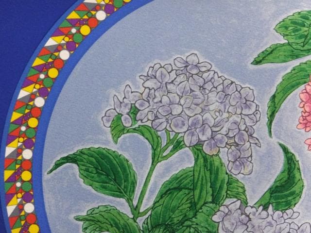 前田常作 直筆サイン『紫陽花の図』リトグラフ＆シルクスクリーン 0829M