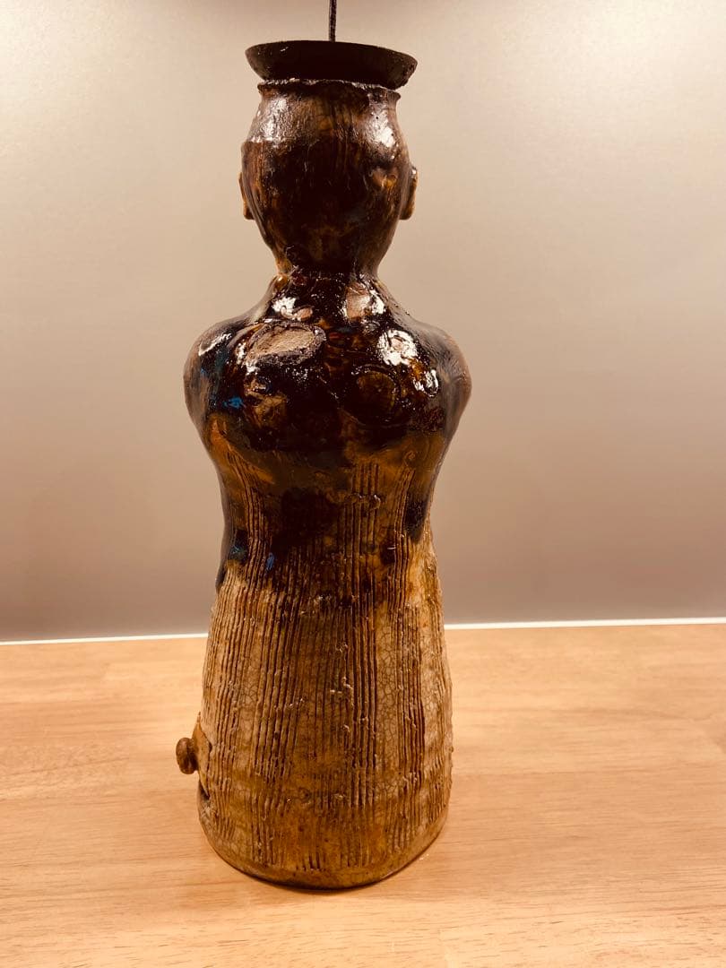 織部　南蛮人蝋燭台　vintage ORIBE￼