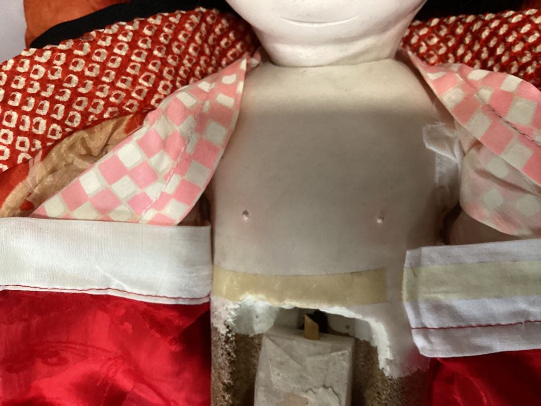 市松人形 ビスクドール昭和レトロ　吹子付き　座布団付　ガラス眼　人毛　抱き人形