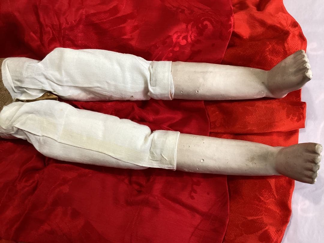 市松人形 ビスクドール昭和レトロ　吹子付き　座布団付　ガラス眼　人毛　抱き人形