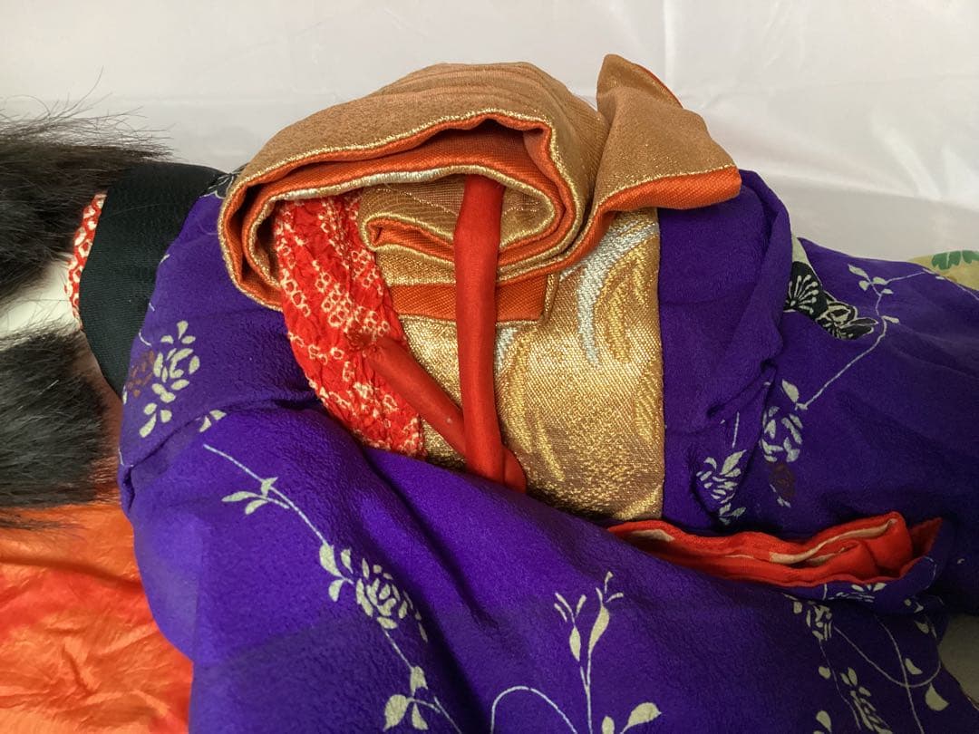 市松人形 ビスクドール昭和レトロ　吹子付き　座布団付　ガラス眼　人毛　抱き人形