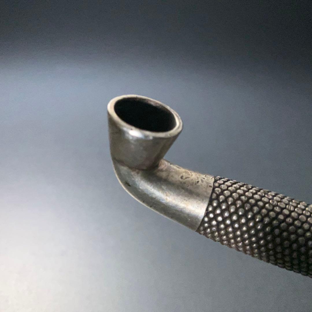 銀製煙管　霰文　キセル　アンティーク　骨董　6R1256お2