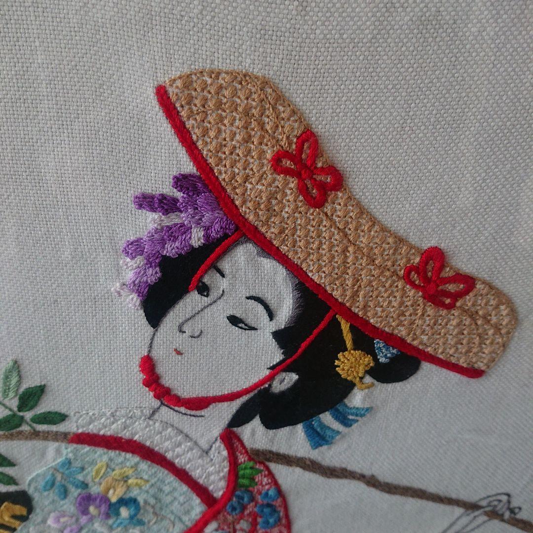 刺繍額 藤娘
