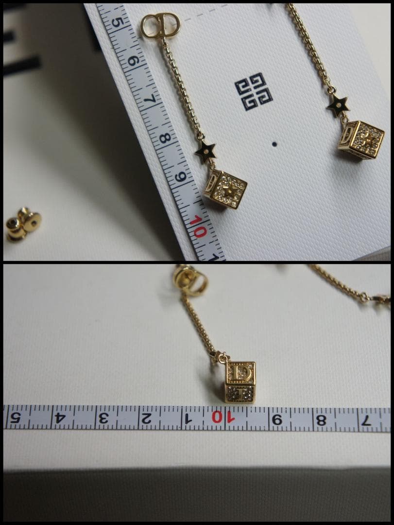 DIOR ロゴキューブ ピアス 正規品 USED ディオール スター ゴールド