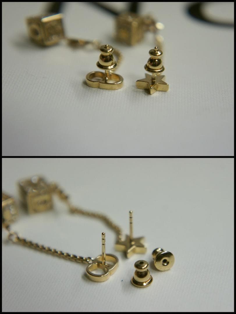 DIOR ロゴキューブ ピアス 正規品 USED ディオール スター ゴールド