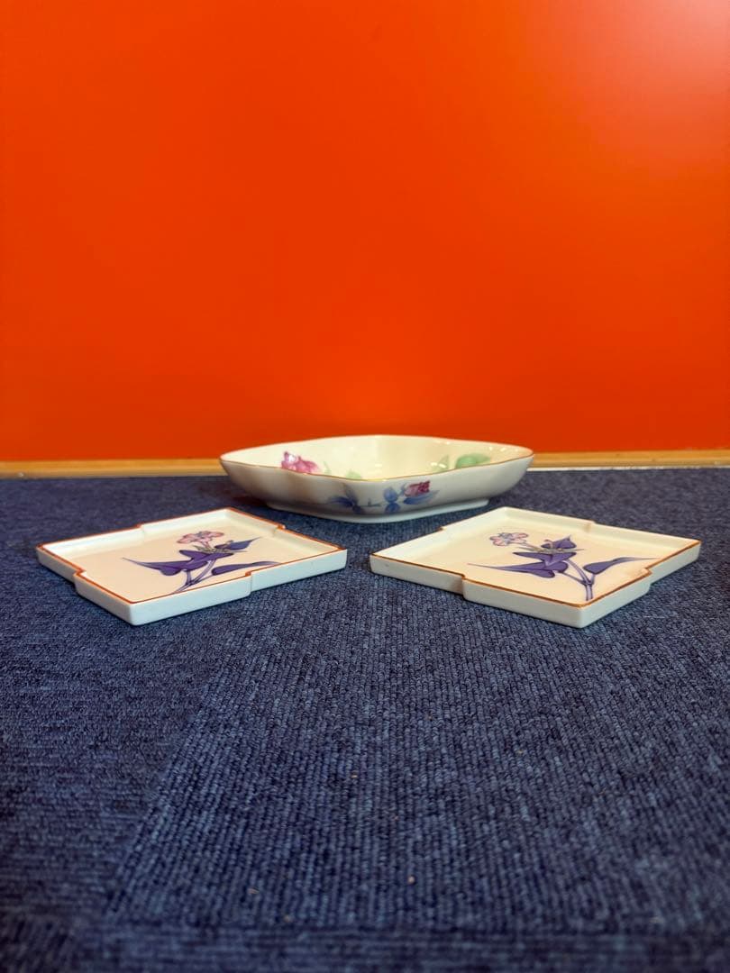 1893 香蘭社　菱形皿2客　菱形鉢1客　金彩