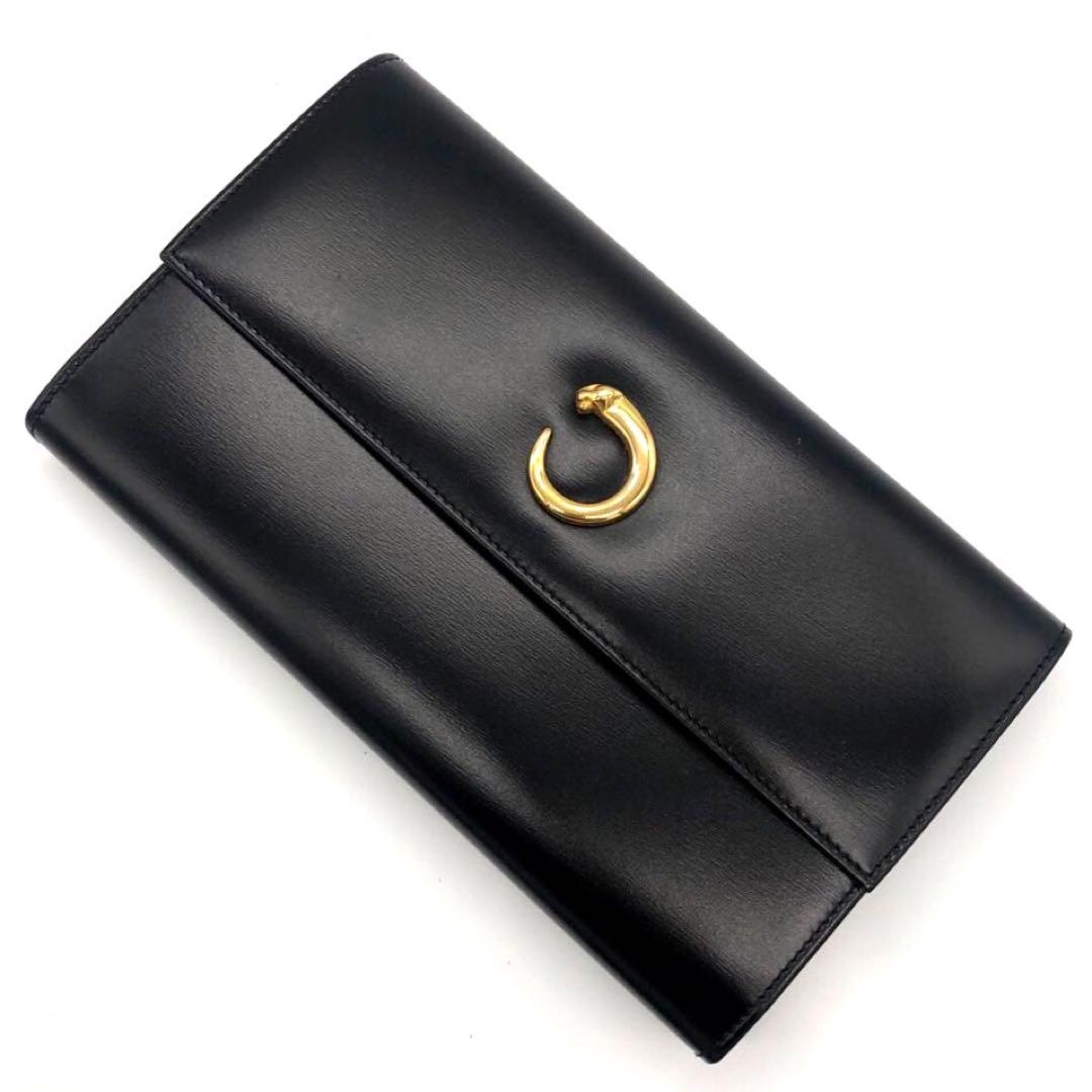 未使用✨カルティエ レザー　3つ折り長財布 パンテール ボックスカーフ ブラック
