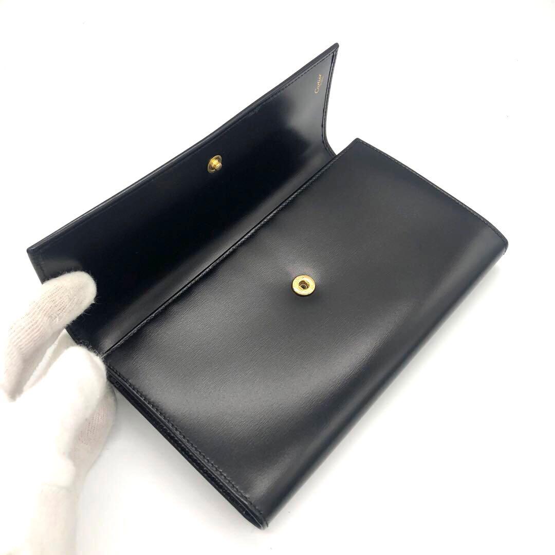 未使用✨カルティエ レザー　3つ折り長財布 パンテール ボックスカーフ ブラック