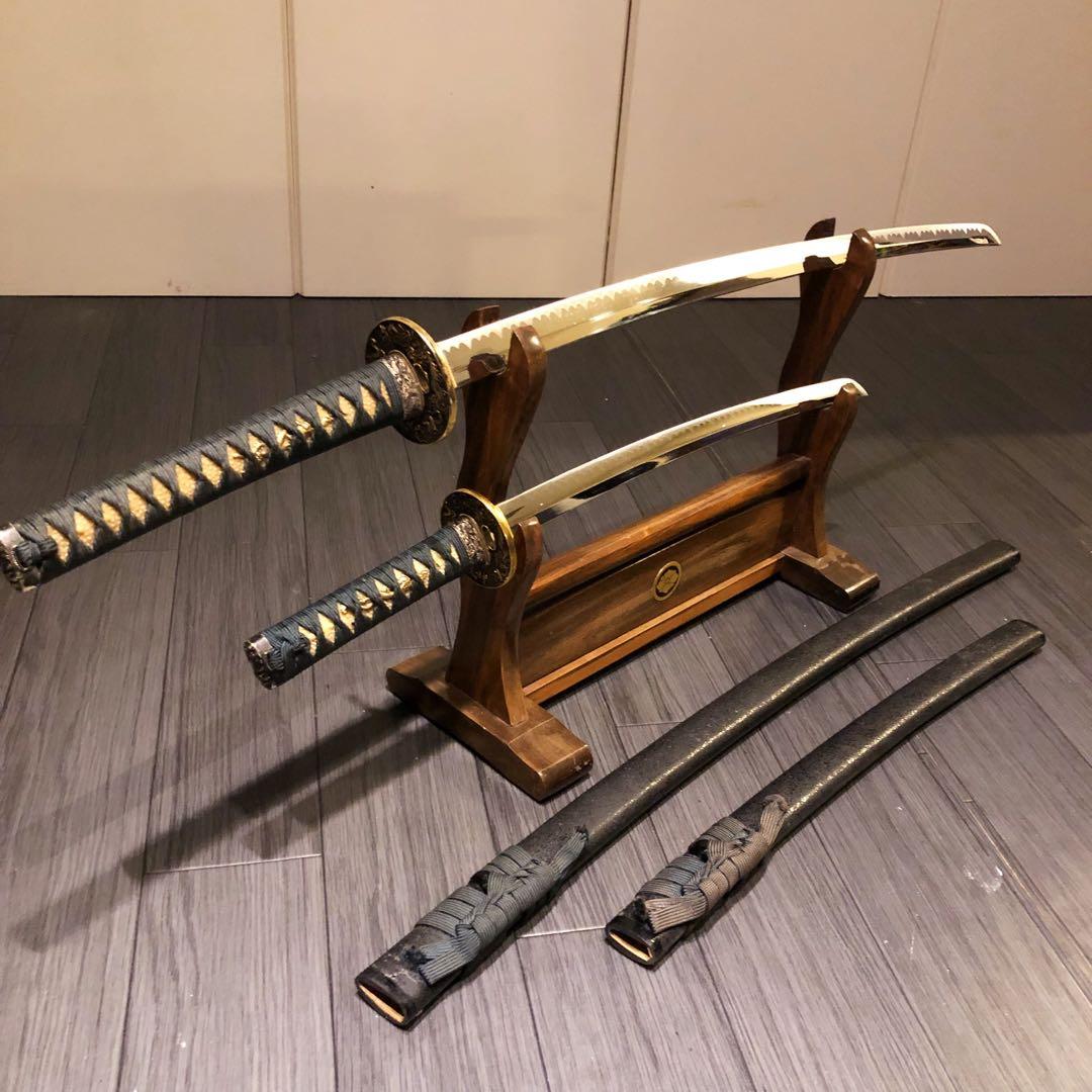 本格模造刀　大小セット　緑拵え　太刀　脇差　大小セット