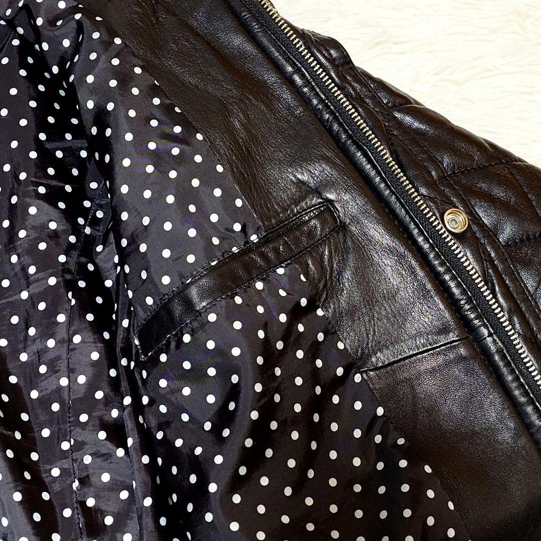 希少 ヴァンキッシュ【M】羊革 キルティングレザージャケット 黒 ☆美品☆