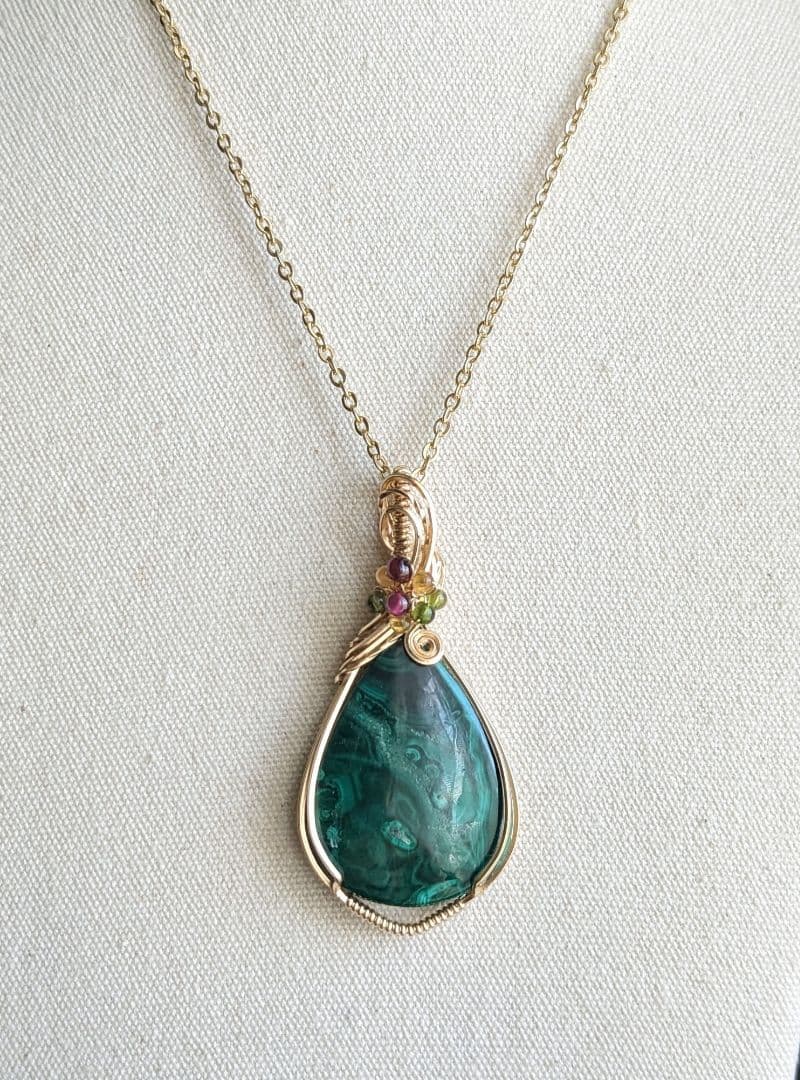 【専用】サービス品K14gfマラカイト❅ワイヤーアートペンダントトップ他1点☆