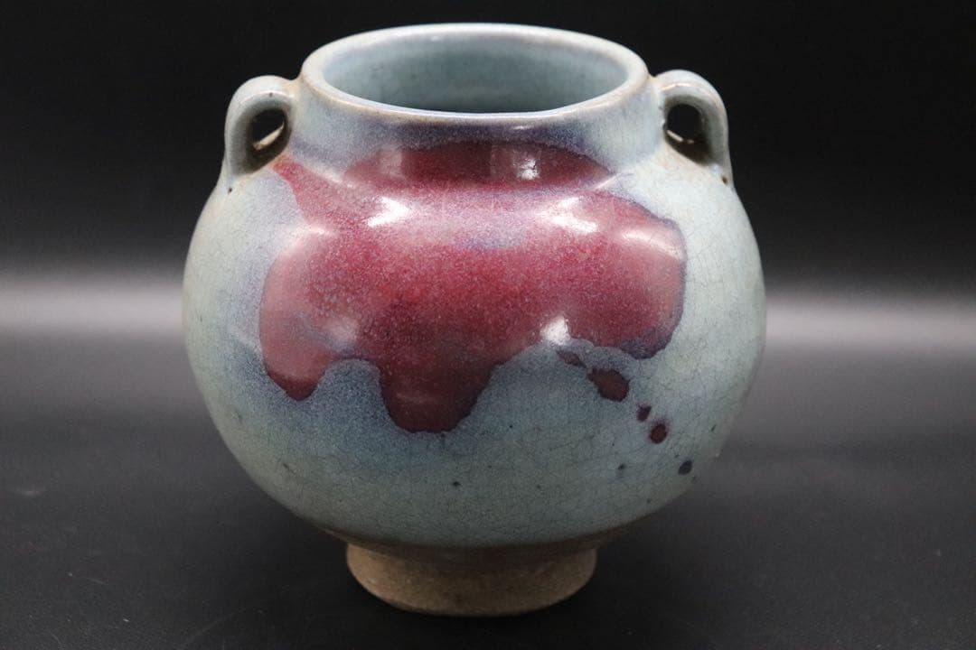 中国　鈞窯雙耳瓶　送料込み0914