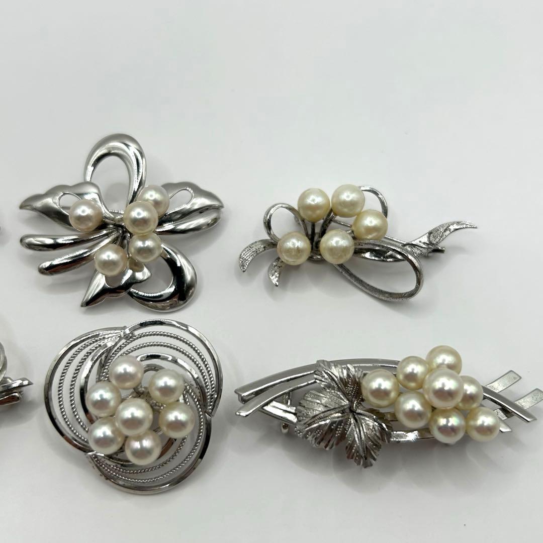 アコヤ真珠 あこやパール 全てsilver刻印入り アコヤブローチ8点セット