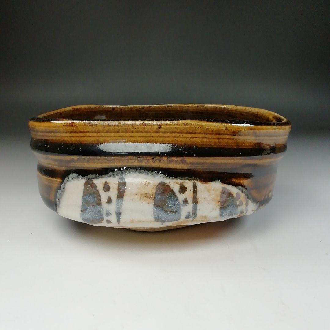 Ｔ１１４　茶碗　『織部　茶碗』『鵬窯　青木鵬磨』　共箱　抹茶碗　茶道具