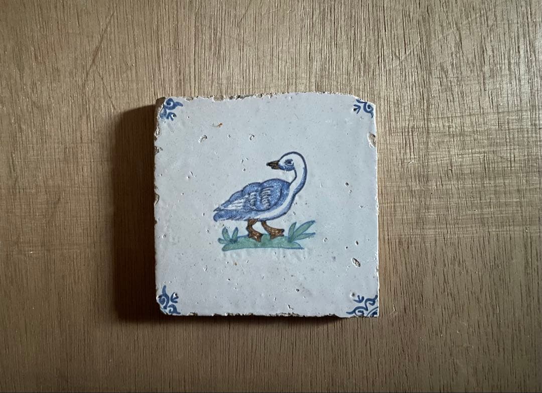 17世紀　色絵のデルフトタイル　オランダ　/ 骨董　アンティーク　古道具