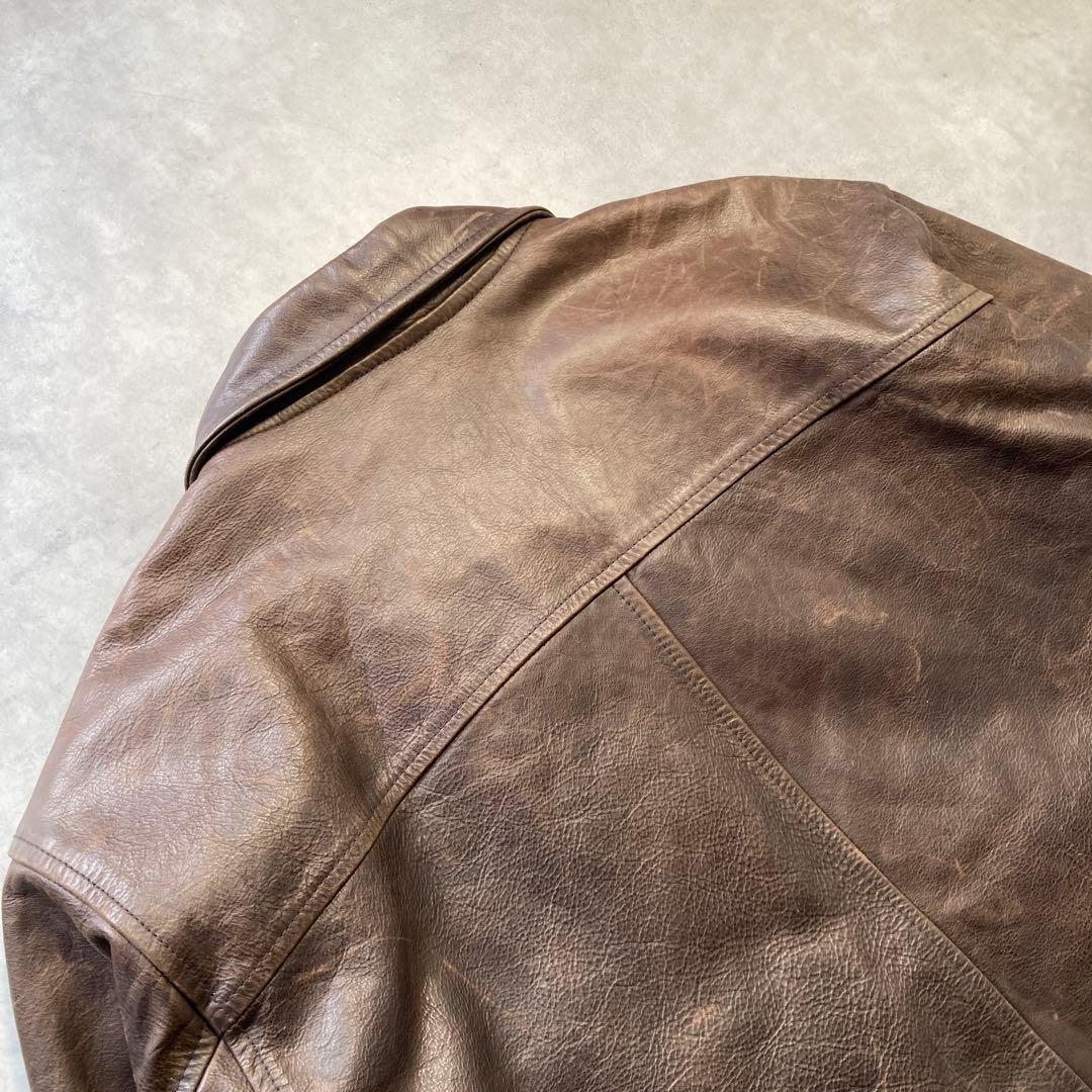 りょう様 リアル レザー シングル ライダース ジャケット XL 本革 茶
