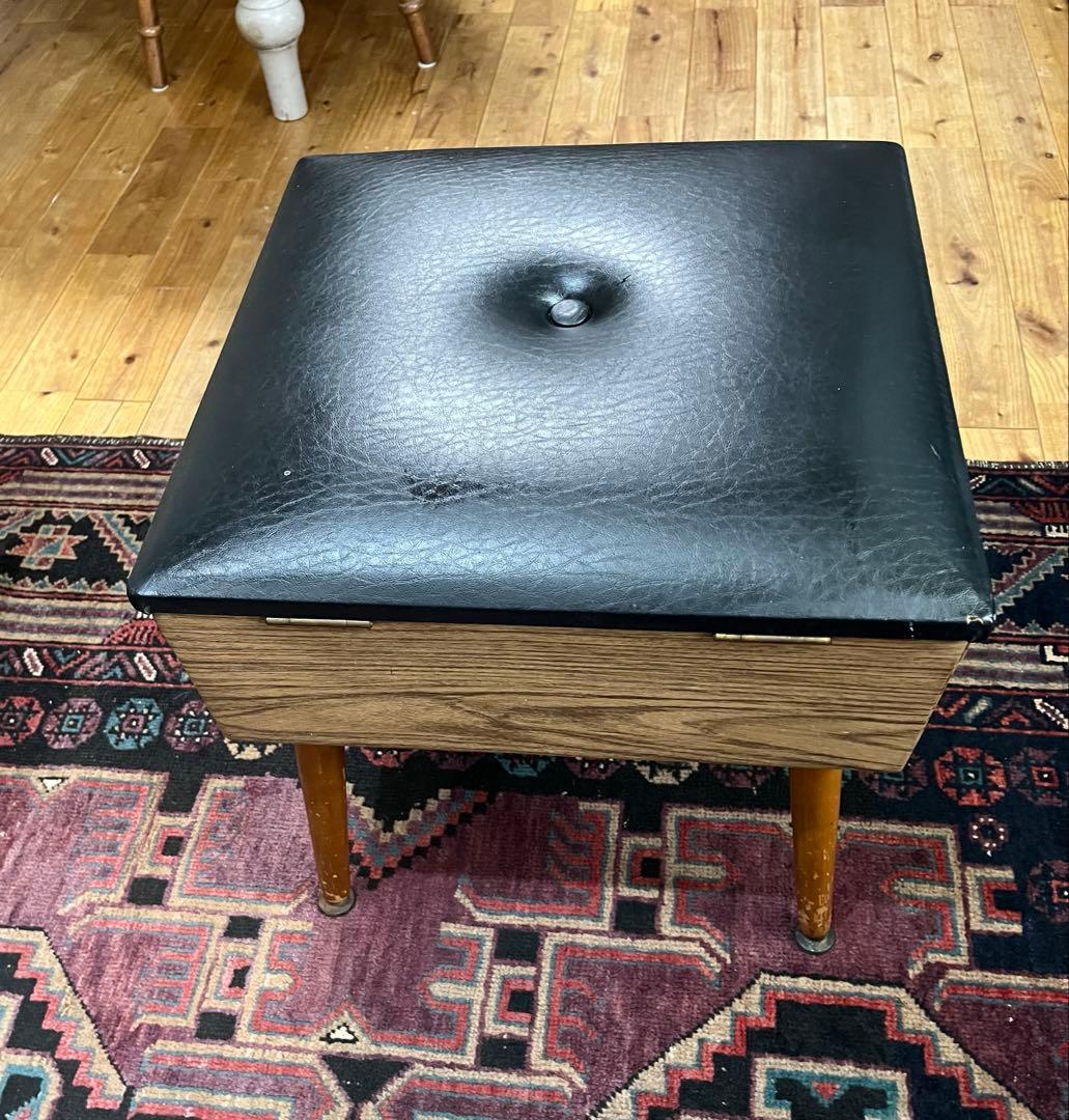 お値下げイギリス　ミッドセンチュリー　スツール裁縫箱　ビンテージ　北欧風