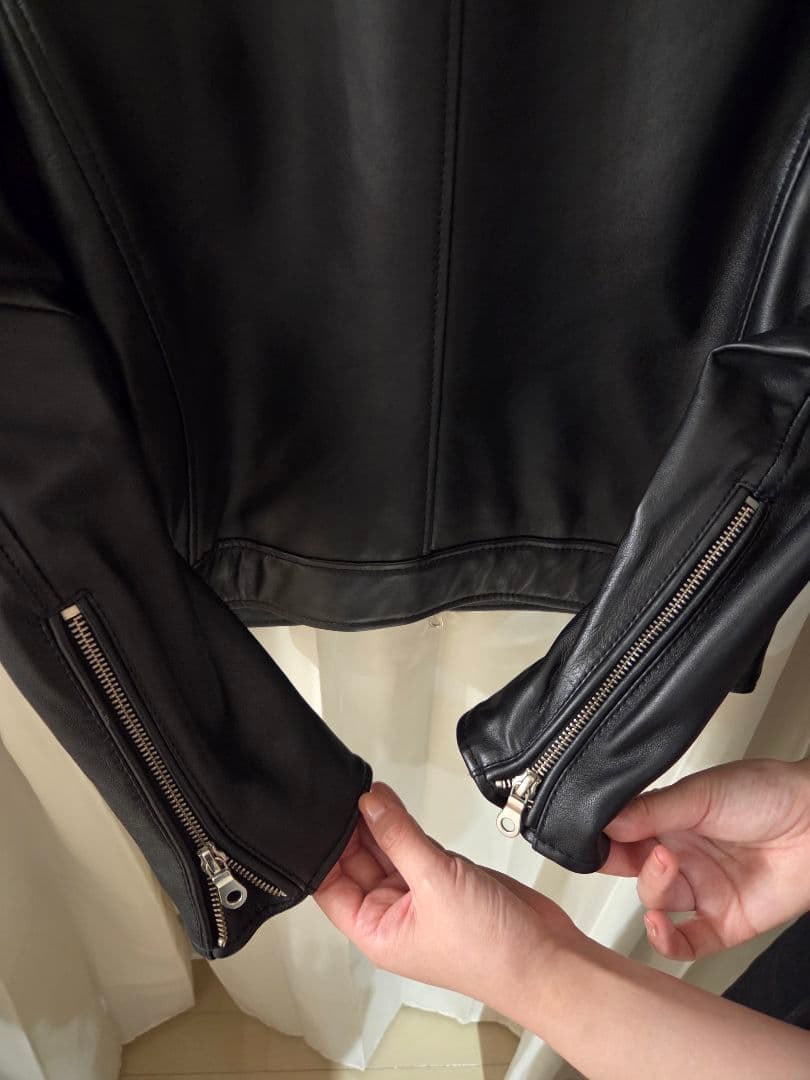 nano universe ブラック レザージャケット(羊革)