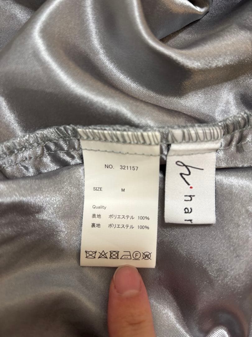 PREFERIR 刺繍レース バックリボンパーティードレス結婚式M グレー