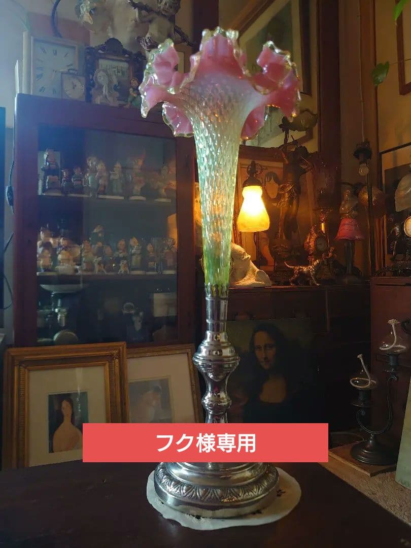 フランス1890s'ヴィクトリアン「イパーン 」クランベリー ヴァセリンSP花器