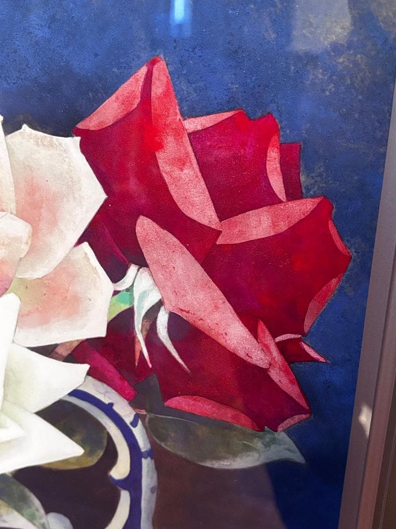 「真作」 小川立夫 薔薇 油彩画 10号