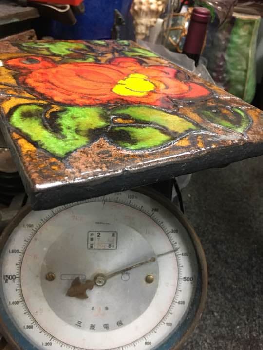 海外の絵画 椿 陶板