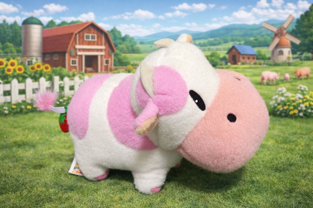 牧場物語 ふわふわウシさん ぬいぐるみ BIG ピンク