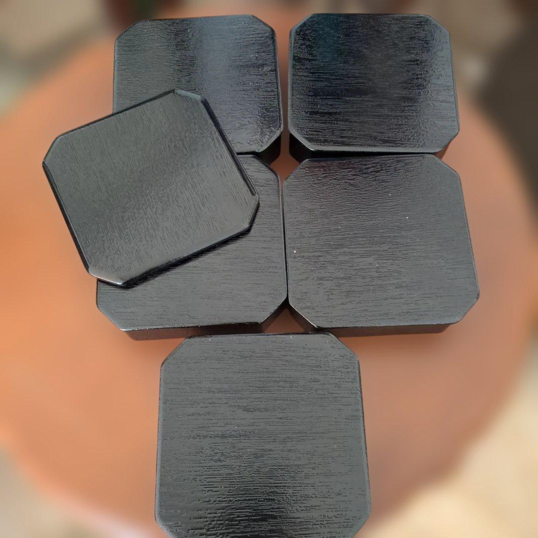 縁高　柿合　七宝透かし　木製　茶道具　茶道漆　漆器　5段　紙箱