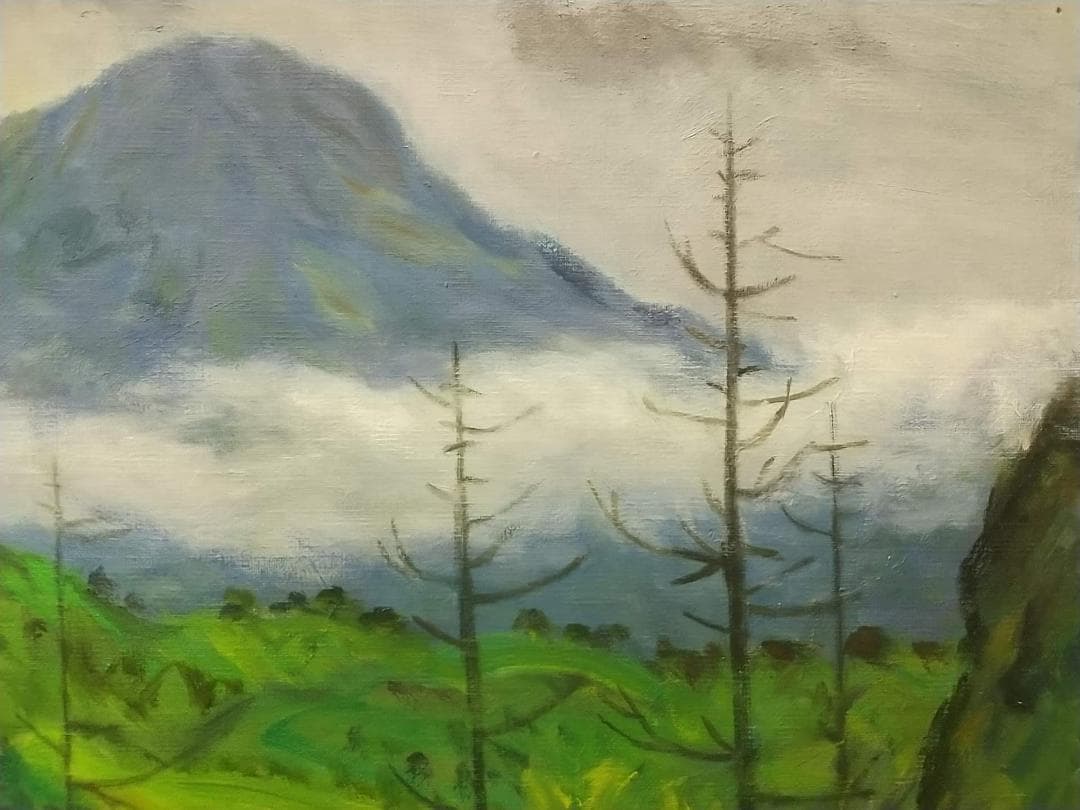 「雨上る湖」絵画 油絵　F8