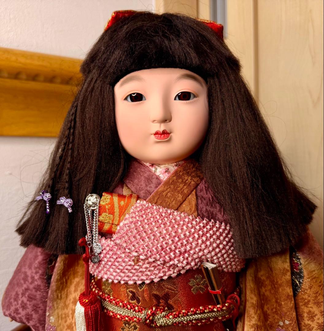 豪華 飾り市松 市松人形 50cm 特製 日本人形 着物 玉虫色