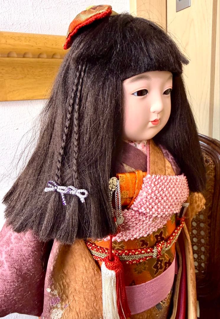 豪華 飾り市松 市松人形 50cm 特製 日本人形 着物 玉虫色