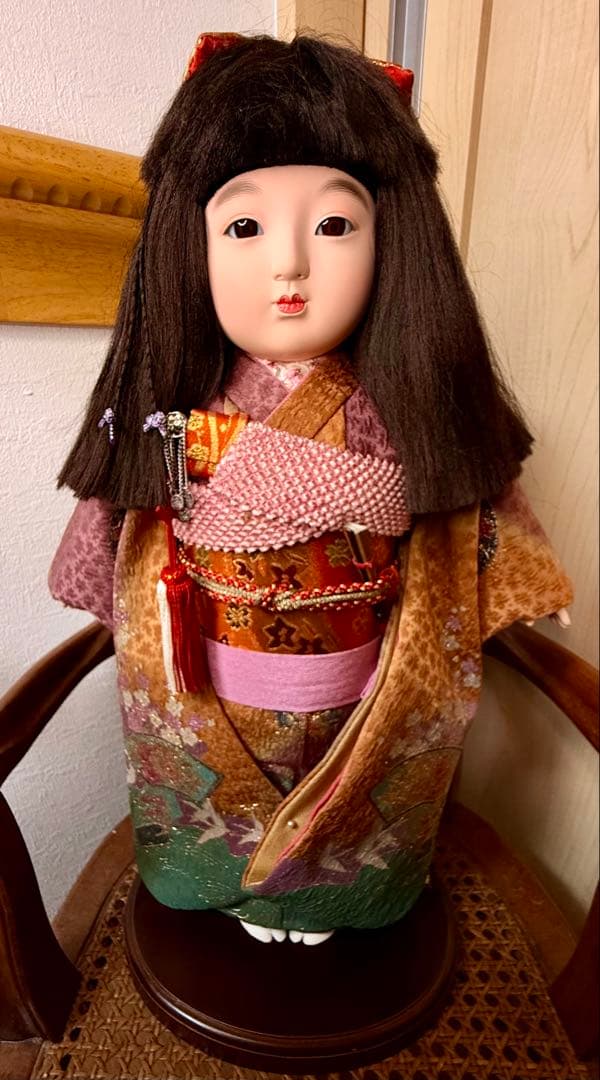 豪華 飾り市松 市松人形 50cm 特製 日本人形 着物 玉虫色