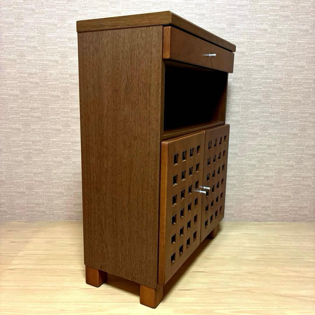 ASKA 格子扉 木製キャビネット 電話台