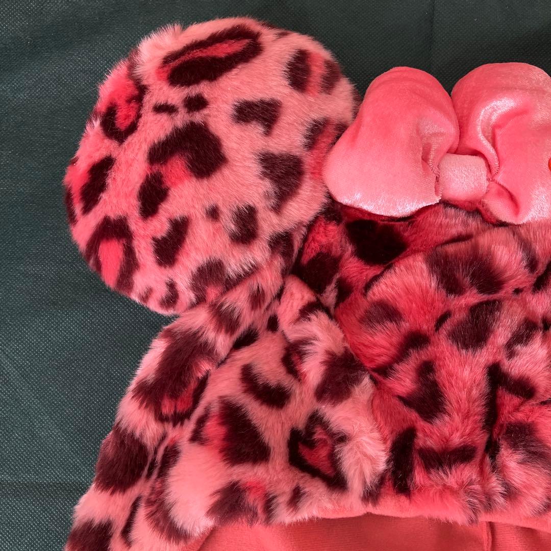 ディズニー　ミニー　ファンキャップ　ヒョウ柄　ハート型　ビジュー　ピンク　人気色