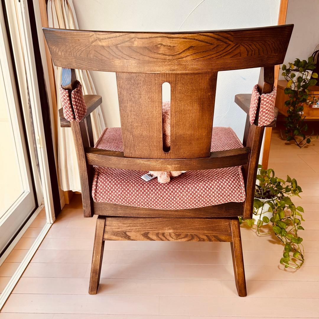 【極美品】ニトリ ヤマトチェア 布張り 天然木 回転式 ダイニング