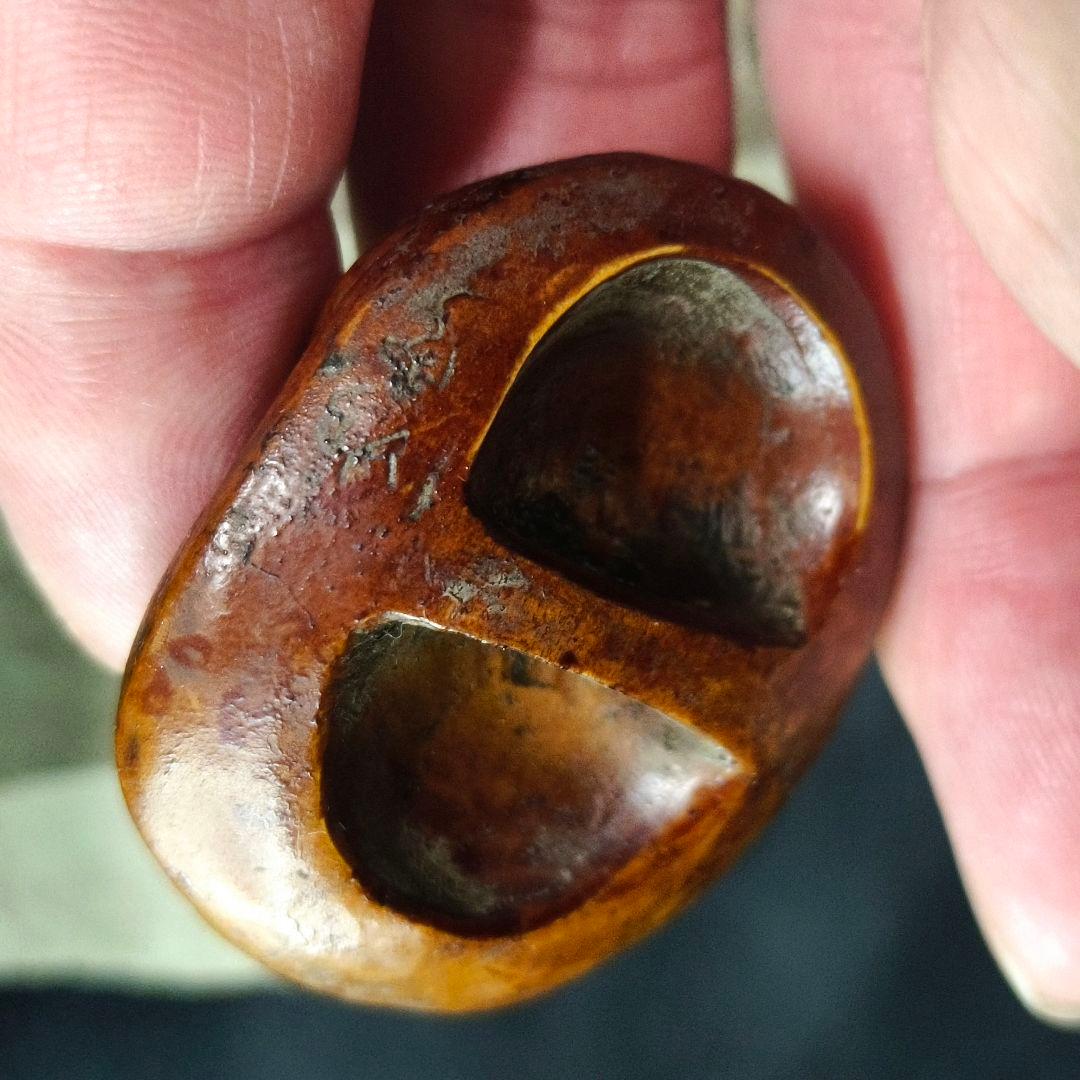 江戸根付 ひょっとこ 木彫り 骨董 時代物 アンティーク 旧家蔵出し 蒐集家放出